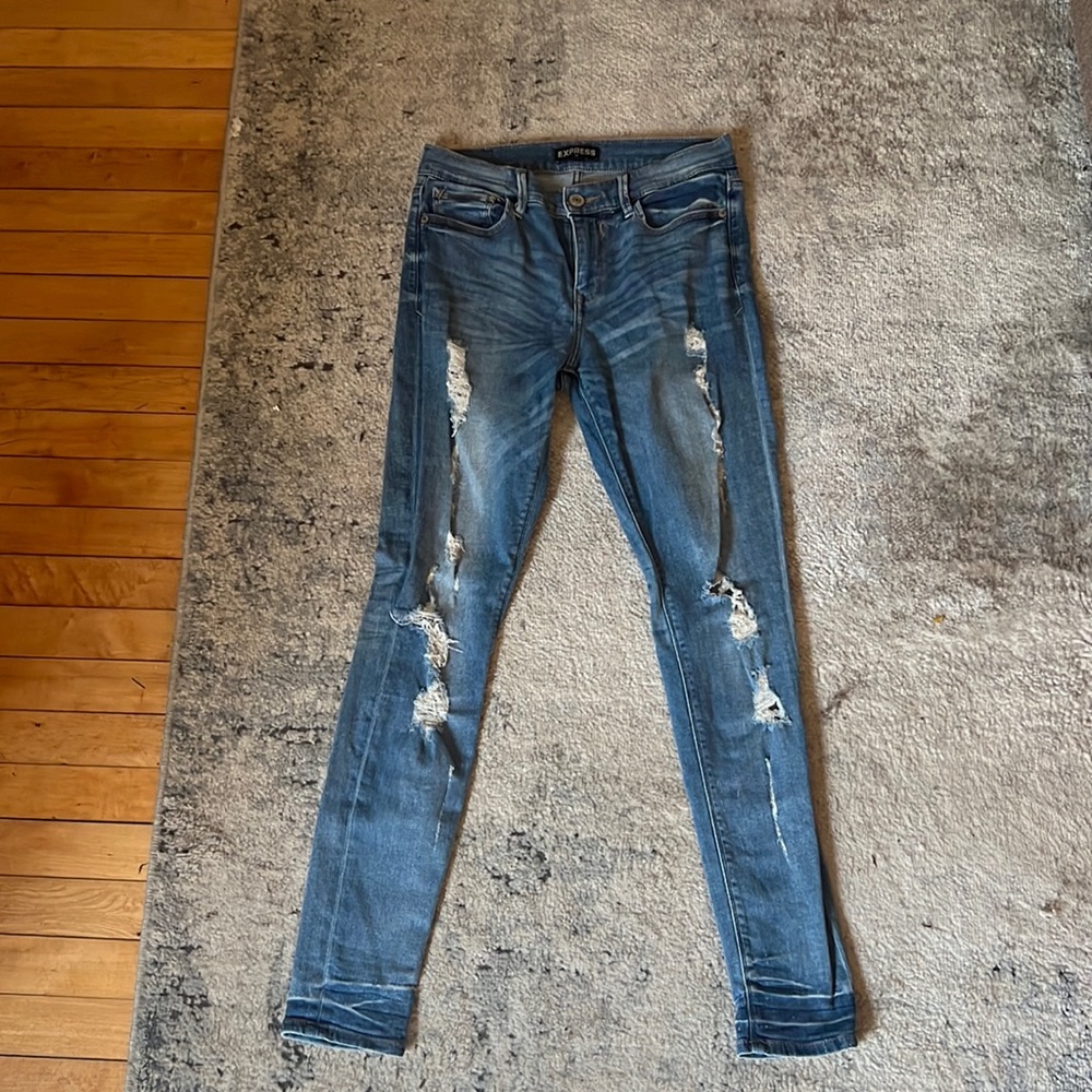 EXPRESS mid rise ripped jeans
